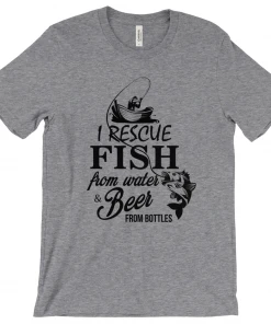 Thefishingshop I Rescue Fish From Water And Beer From Bottles Men's T-Shirt Casual Wear