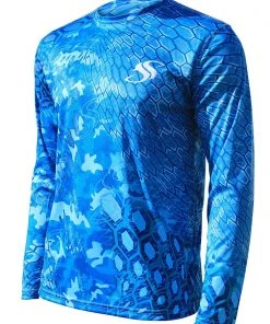 Salty Scales Performance Gear Mens Camo Fishing Sun Shirt
