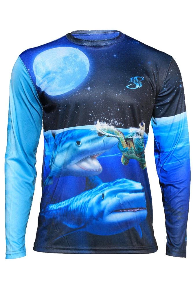 Salty Scales Mens Shark Performance Long Sleeve Youth 1 Salty Scales Mens Shark Performance Long Sleeve Youth